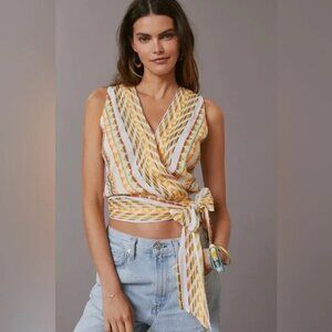 DOLAN Multi Color Embroidered Wrap Top by Anthropologie - Women's Size XS - EUC